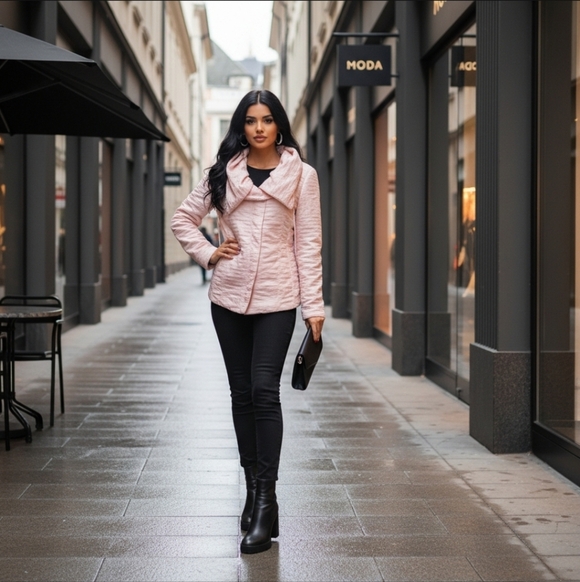 Chico's Jacket Women's Pleated Lightweight Puffer Cowl Collar Size 2 Large - Picture 10 of 10